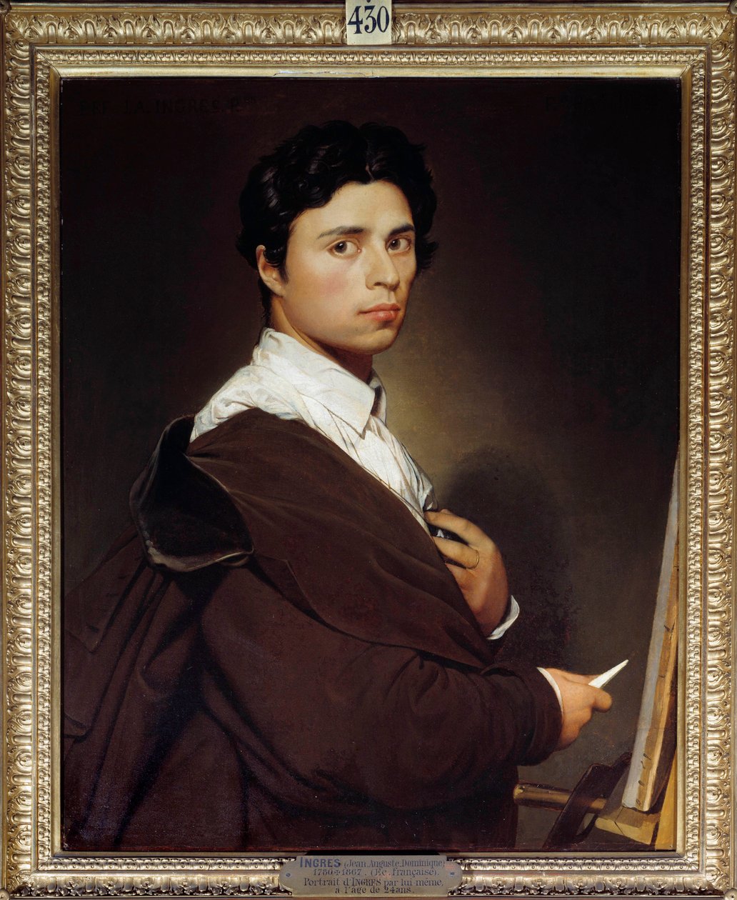 Autoportrét 24letého obrazu od Jean Auguste Dominique Ingres (1780-1867) 1804 Ne. 0,77x0,61 m Chantilly, musee Conde - Autoportrét ve věku 24 let. Obraz Jean Auguste Dominique Ingres (1780-1867) 1804. 0,77 x 0,61 m. Conde Museum, Chantilly, Franc od Jean Auguste Dominique Ingres