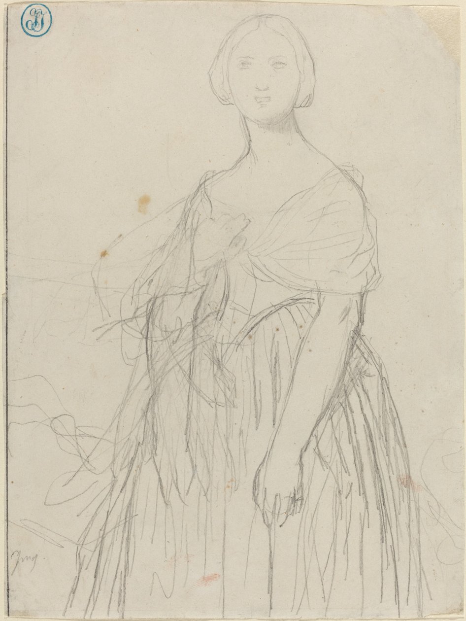 Skica pro Madame Moitessier od Jean Auguste Dominique Ingres