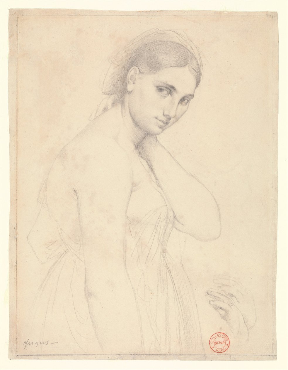 Studie k dílu „Rafael a Fornarina“ (?) od Jean Auguste Dominique Ingres
