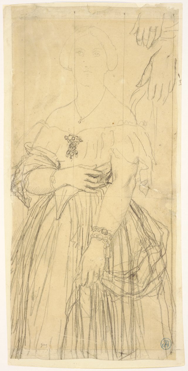 Studie šatů a rukou madam Moitessierové od Jean Auguste Dominique Ingres