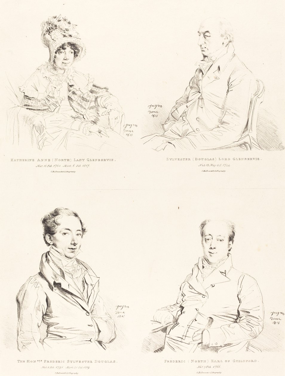 Sylvester (Douglas) Lord Glenbervie; Katherine Anne (North) Glenbervie; Frederic (severní) hrabě z Guilfordu; Frederic Sylvester Douglas od Jean Auguste Dominique Ingres