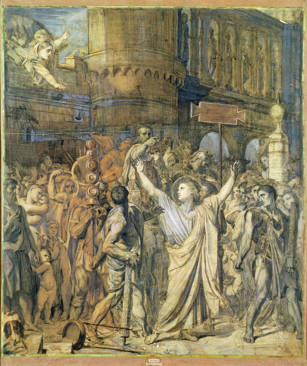The Martyrdom of St. Symphorian, c.1834 (pero & inkoust na pauzovacím papíře) od Jean Auguste Dominique Ingres