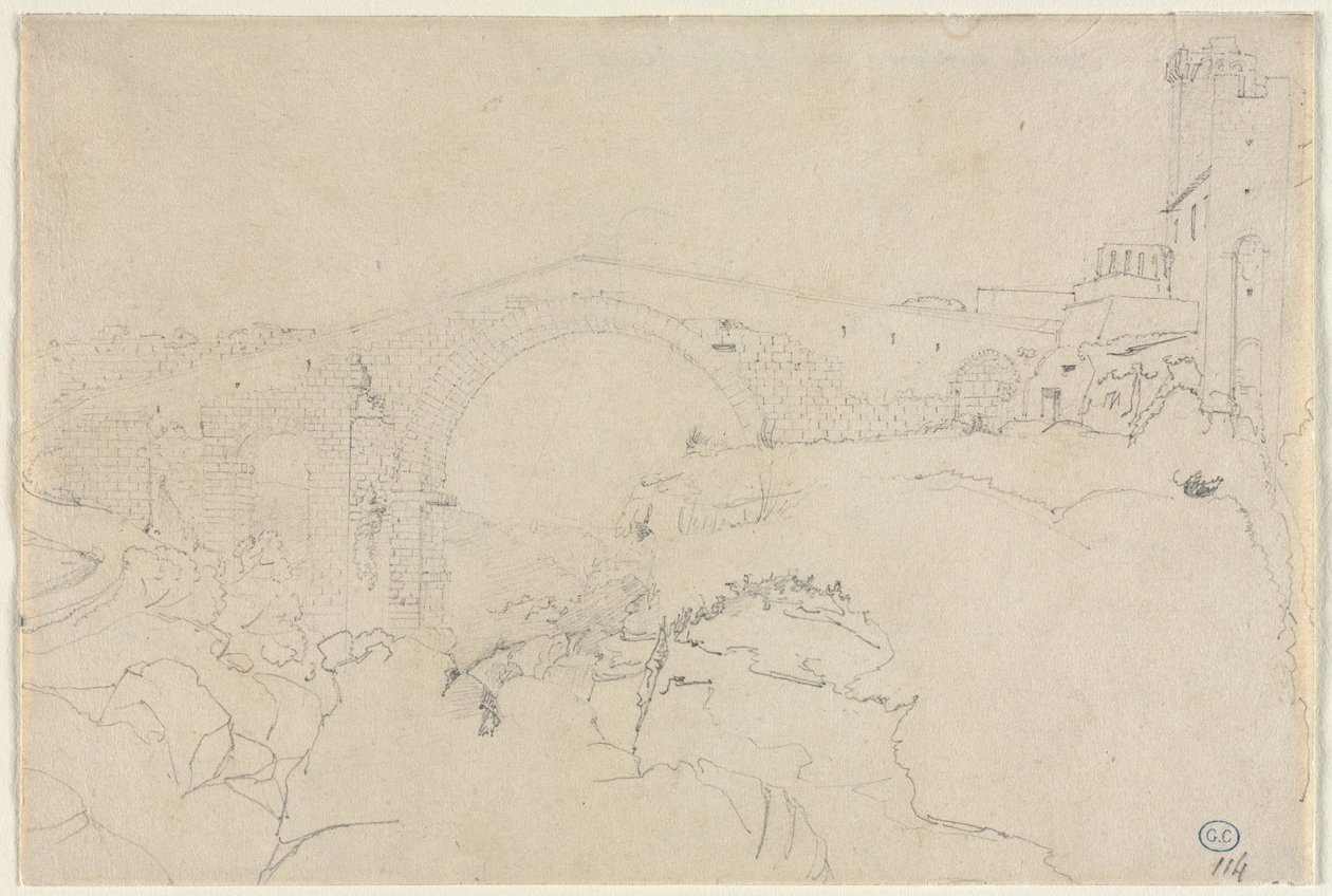 Ponte dellAbbadia ve Vulci, první polovina 19. století. od Jean Auguste Dominique Ingres