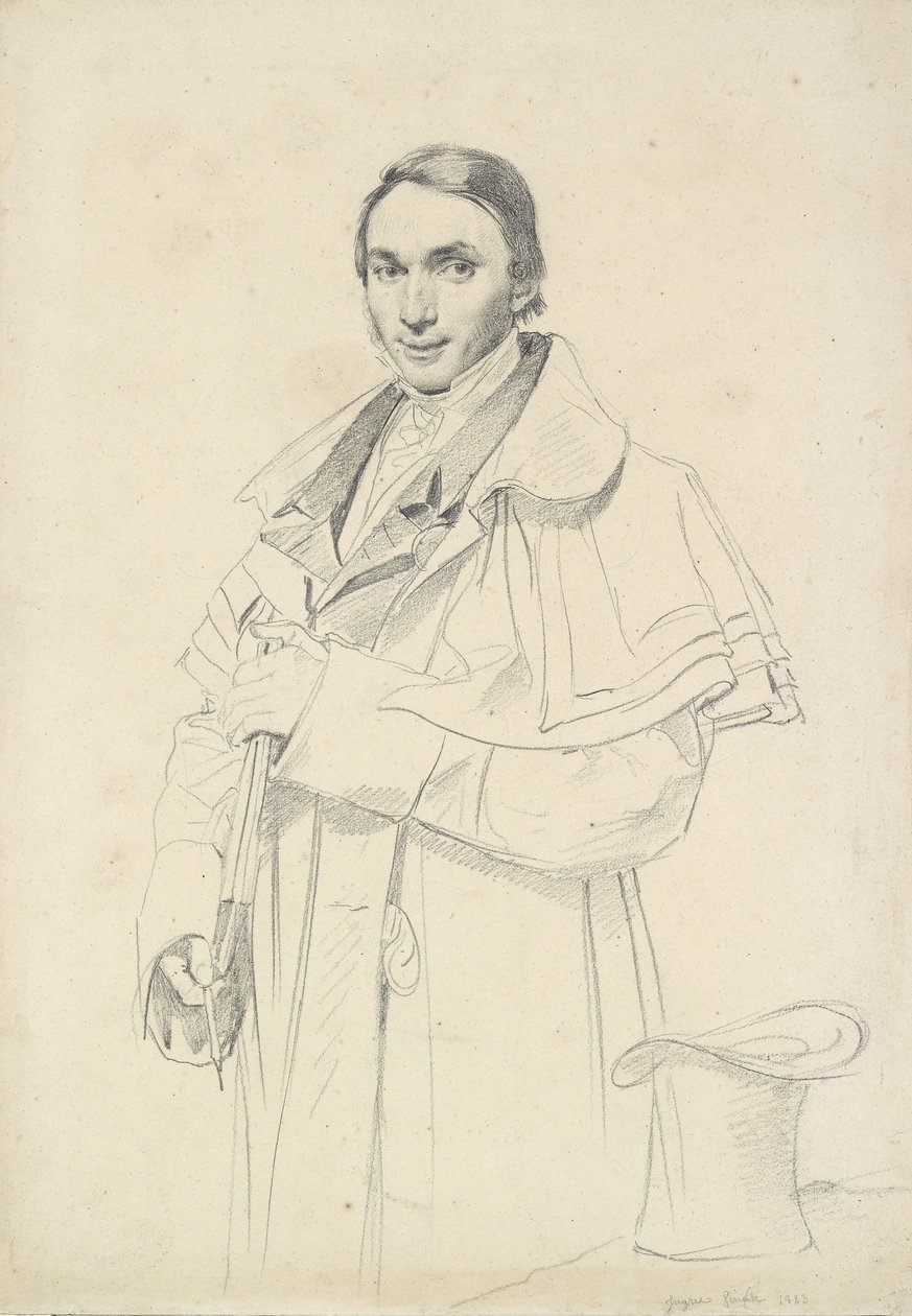 Tříčtvrteční portrét Jean-Francois-Antoine Forest (grafit na bílém tkaném papíře) od Jean Auguste Dominique Ingres