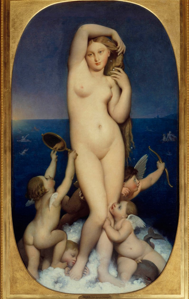 Venuše Anadyomene Malba Jean Auguste Dominique Ingres (1780-1867) 19. století Sun. 1,6x0,9 m Chantilly, musea Conde - Venuše Anadyomene. Obraz Jean Auguste Dominique Ingres (1780-1867) od Jean Auguste Dominique Ingres