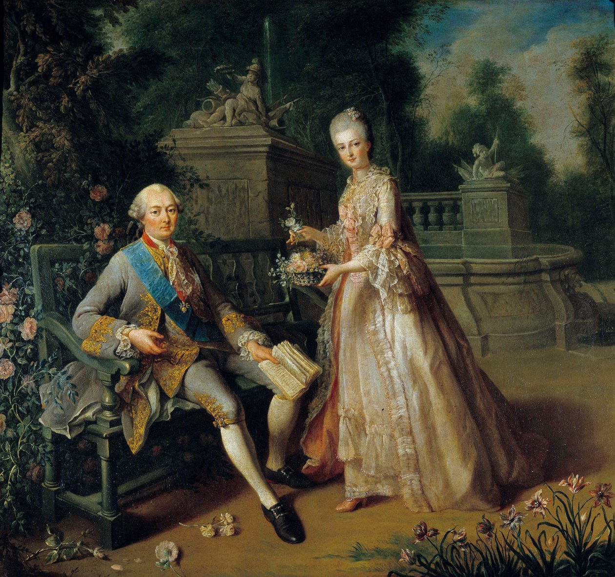 Louis Jean Marie de Bourbon, vévoda z Penthievre (1725-1793) a jeho dcera Louise Adelaide (1753-1821), která se stala vévodkyní z Orleansu a manželkou Ludvíka Filipa II. Orleánského dit Philippe Egalite (1747-1793) Obraz Jean Baptiste Charpentier (1728 od Jean Baptiste Charpentier