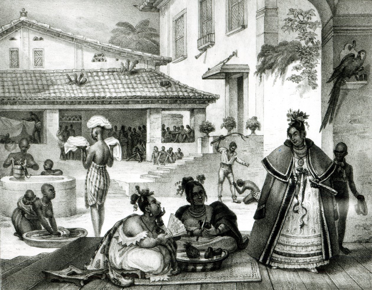 Interiér domu Cigganos, z knihy "Pictoresque et Historique au Bresil". od Jean Baptiste (after) Debret