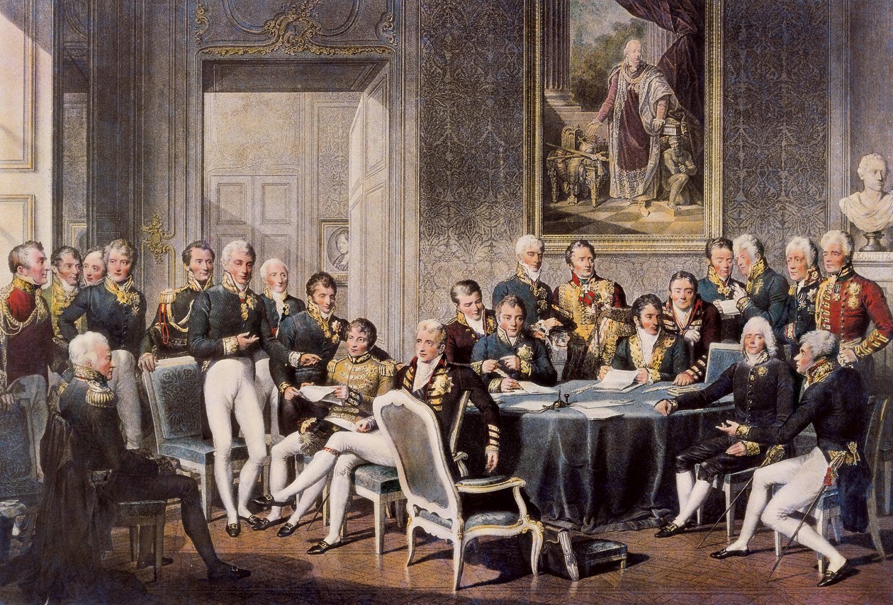 Vídeňský kongres 1814 (barevná rytina) od Jean Baptiste (after) Isabey