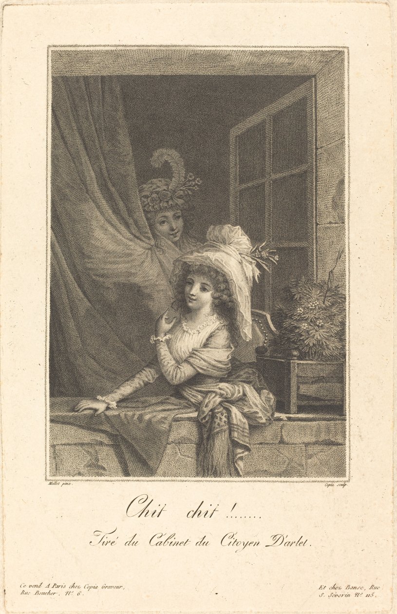 Chit chit!, vyryl Jacques-Louis Copia od Jean Baptiste (after) Mallet