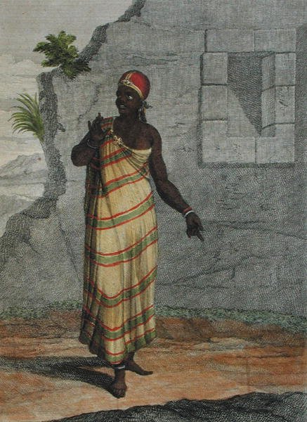 Maurská žena, deska 99 z „Recueil de Cent Estampes představující různé národy du Levant nakreslená na malbách z přírody...“, ryl Pierre Rochefort (asi 1673-1728) 1707-08 (barevná rytina) od Jean Baptiste (after) Vanmour