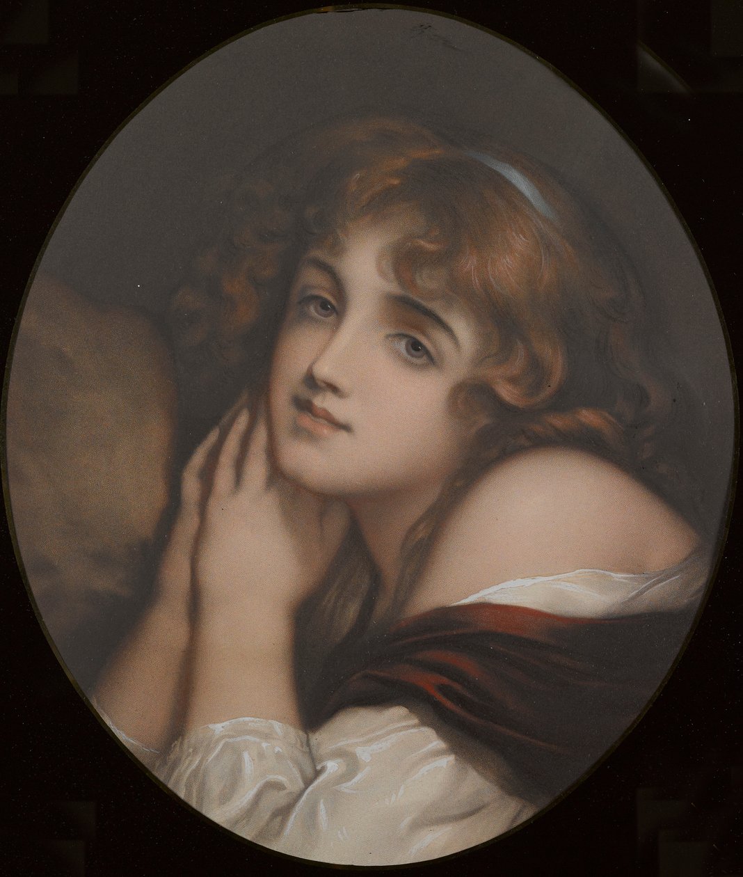 Nevinnost, portrét ženy (barevná rytina) od Jean Baptiste (manner of) Greuze