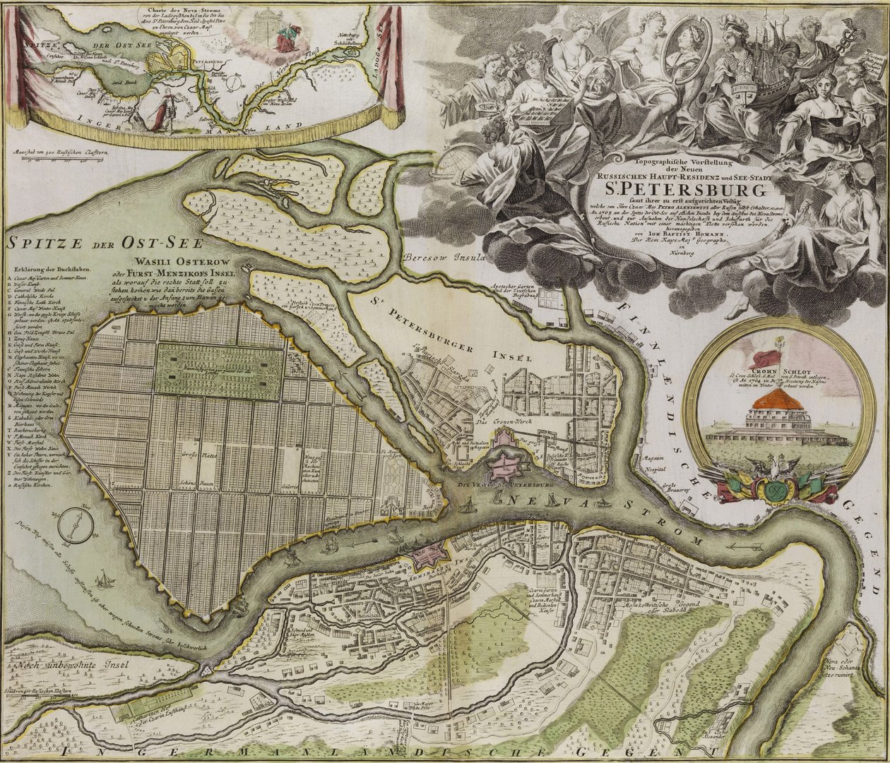 Mapa hlavního plánu Petrohradu Petrohradu od Jean Baptiste Alexandre Le Blond