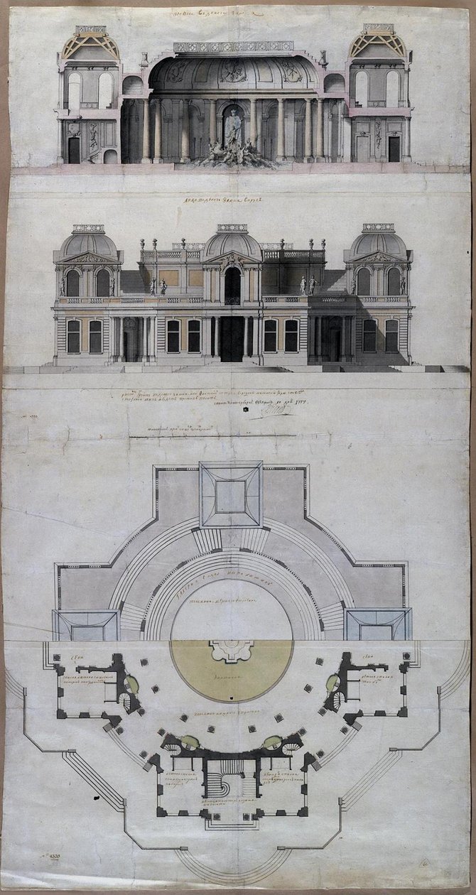 Pavilon Vodní palác Chateau dEau ve Střelné, 1717 od Jean Baptiste Alexandre Le Blond