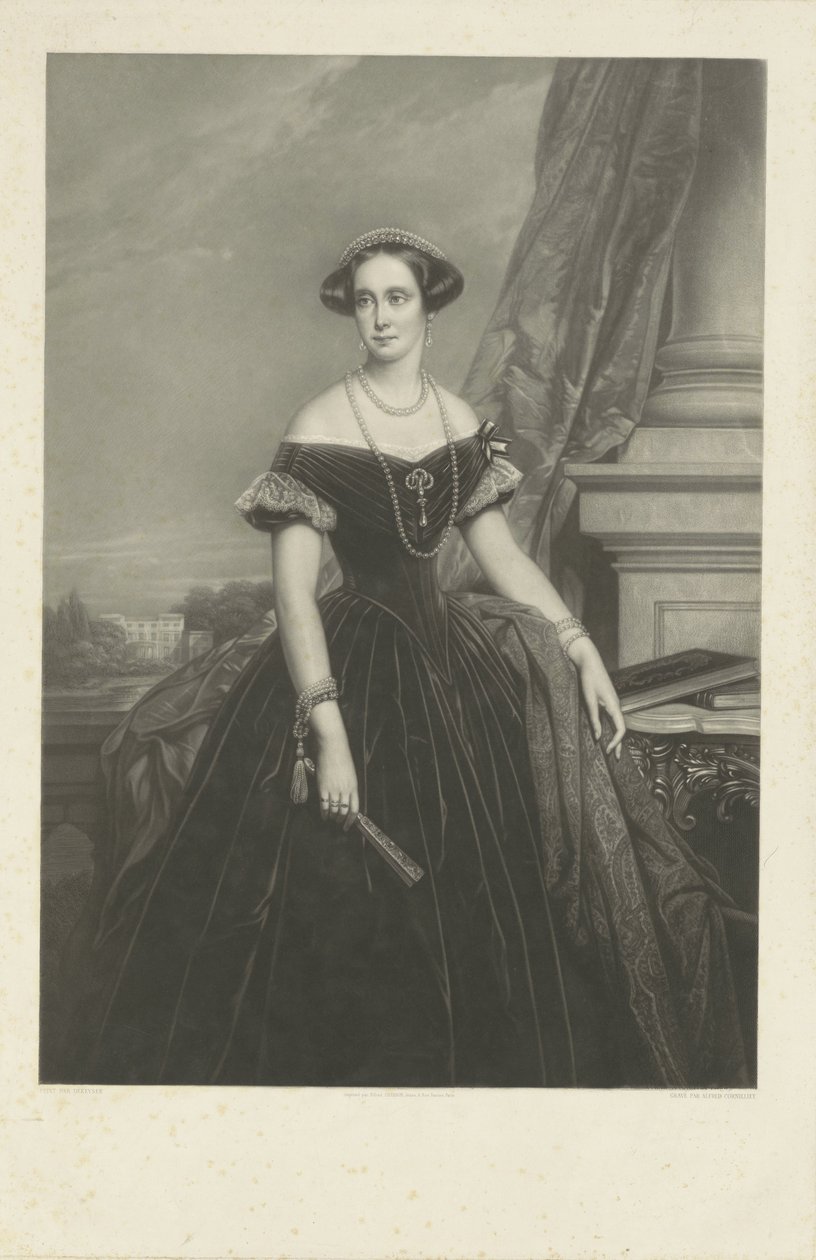 Portrét Louisy Aug. bude Amálie Pruská, choť prince Frederika bez popisku k Nicovi. De Keyser od Jean Baptiste Alfred Cornilliet