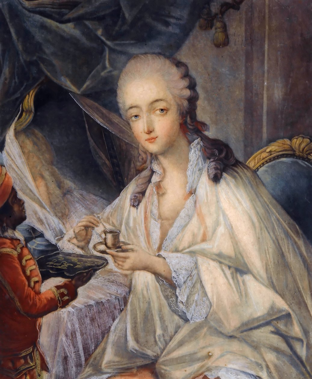 Jeanne Bécu, komtesse Du Barry 1743-1793 s šálkem kávy od Jean Baptiste André Gautier Dagoty