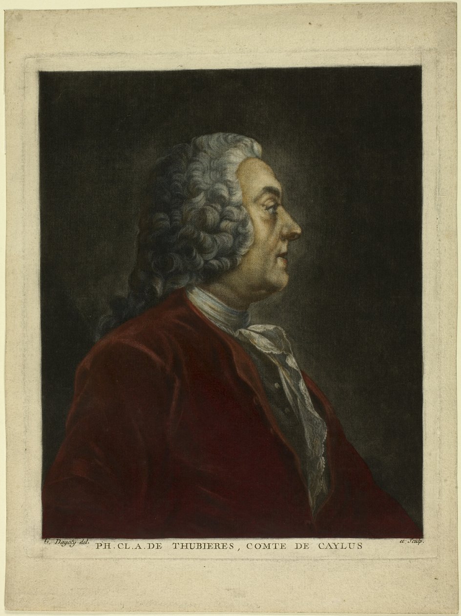 Portrét Philippe Claude André de Thubières, hraběte de Caylus od Jean Baptiste Andre Gautier D