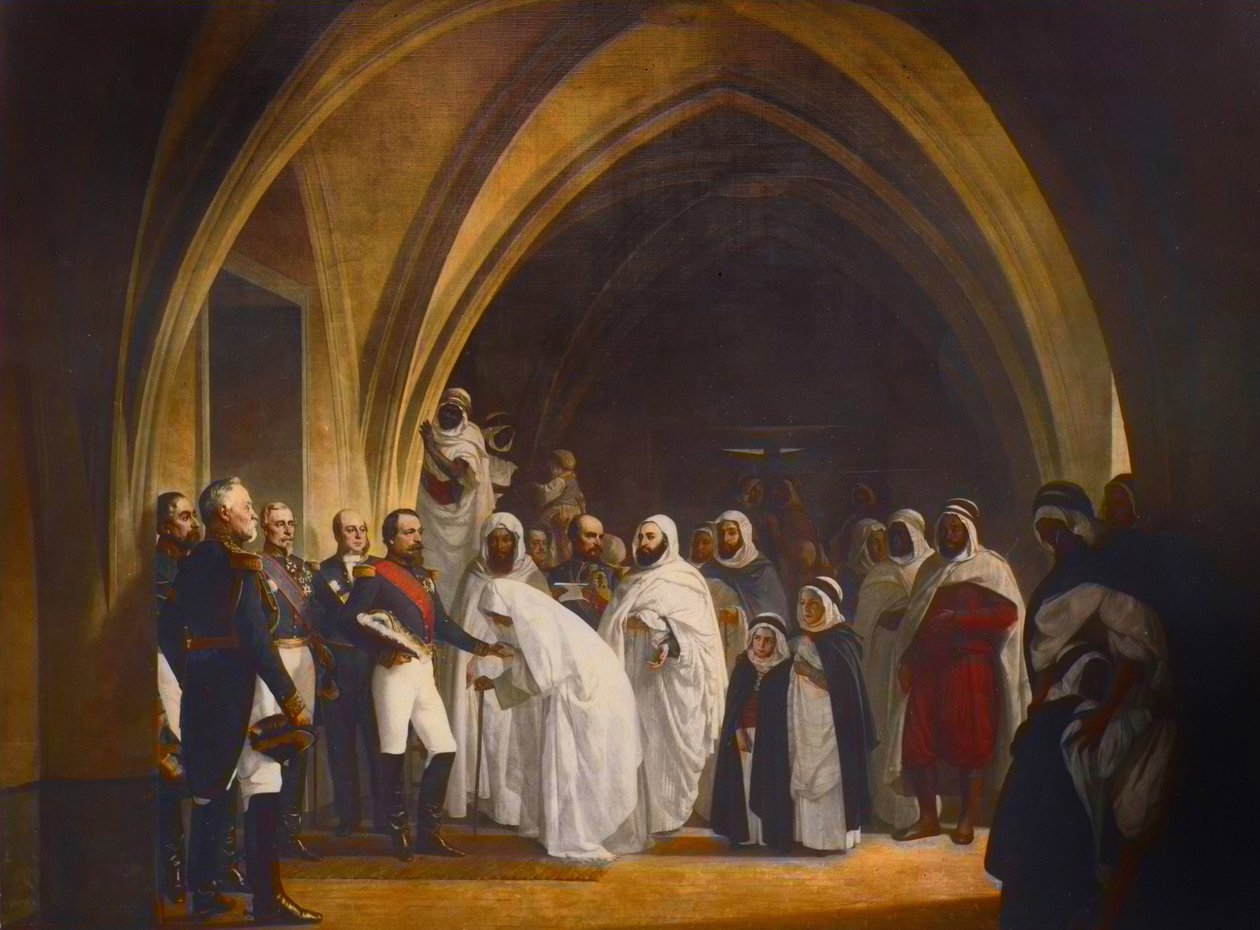 Prezident republikánského prince Ludvíka Napoleona (1808-1873) osvobozuje Abd el Kader, zámek Amboise, 16. října od Jean Baptiste Ange Tissier