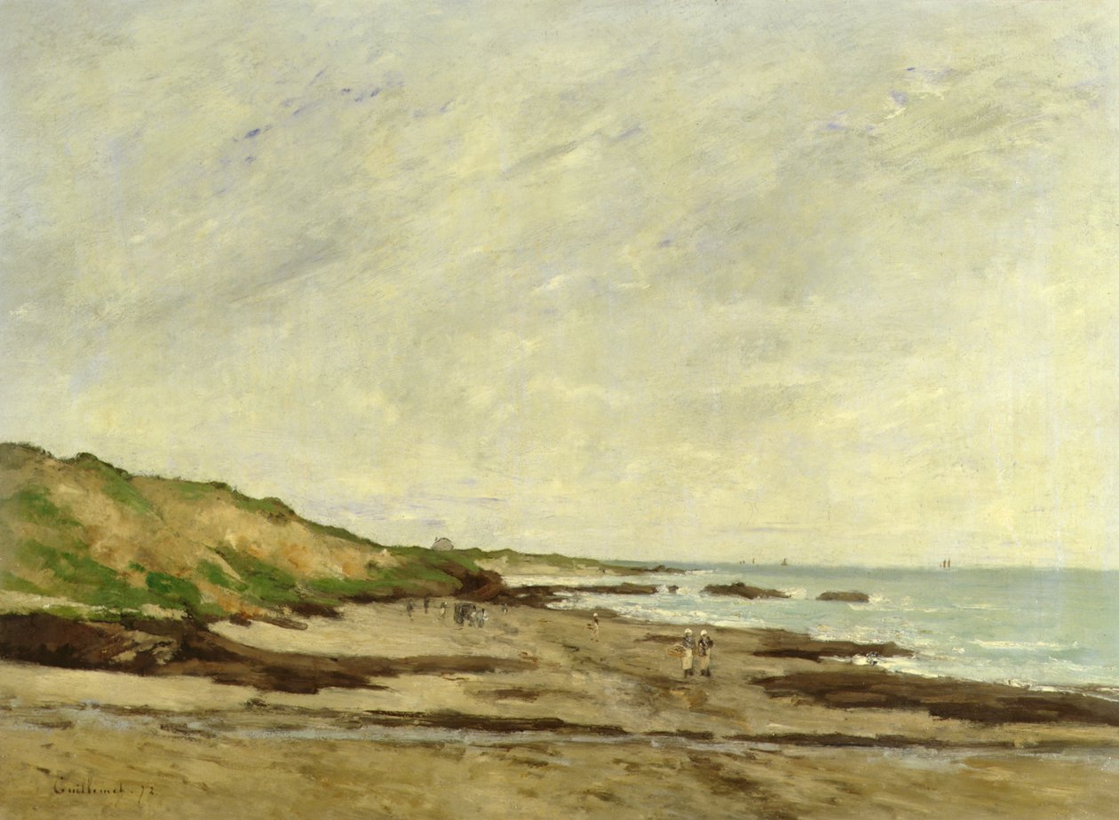 Pohled na pobřeží s postavami na pobřeží, 1872 (ropa) od Jean Baptiste Antoine Guillemet