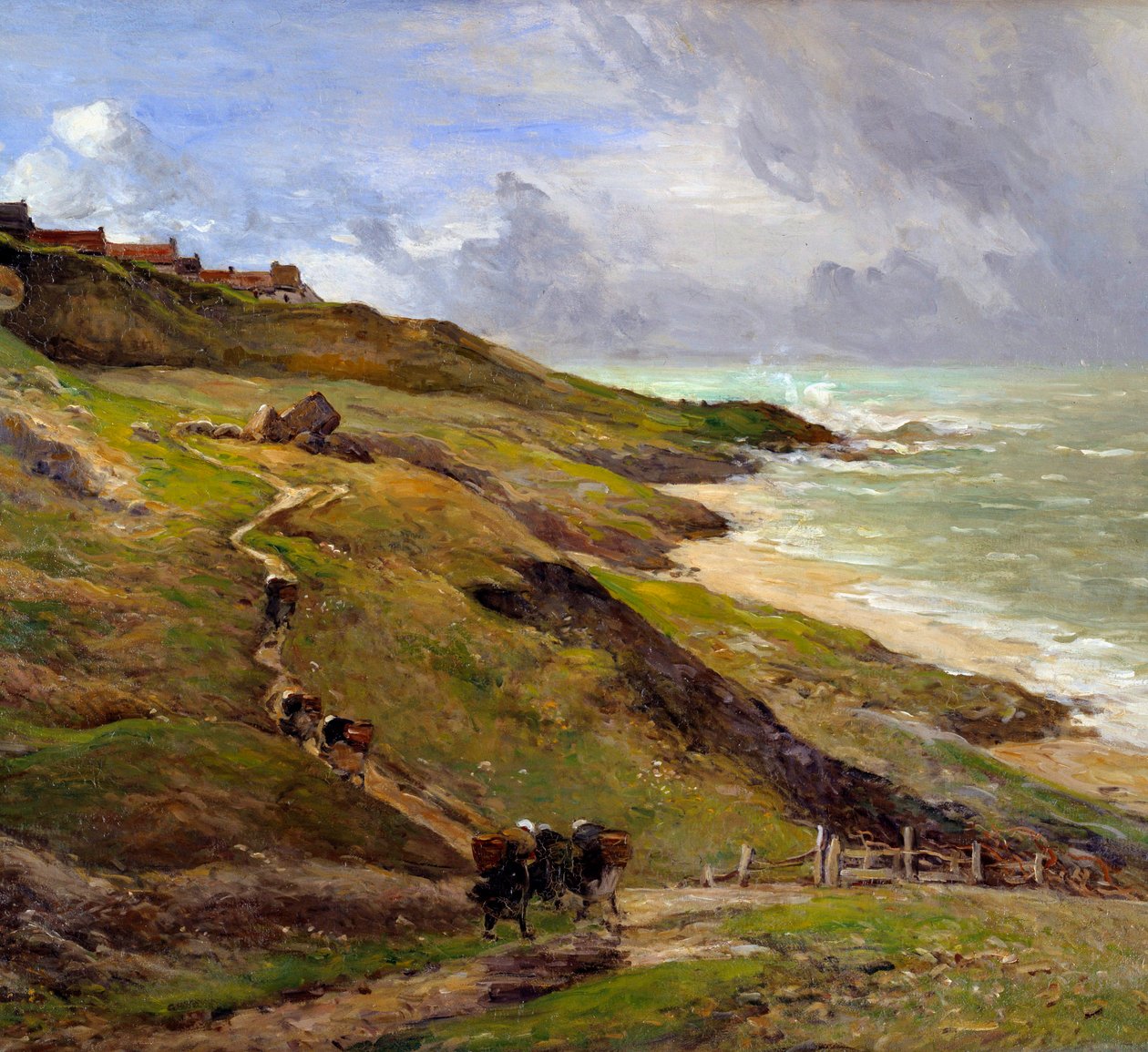 Skály Equihen Krajina bretaňského pobřeží. Detail. Obraz Antoina Guillemeta (1843-1918) 1910 Rouen Musee des Beaux Arts od Jean Baptiste Antoine Guillemet