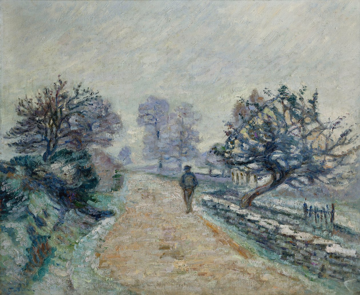 Crozard Road, Little Fog and Frost; Route de Crozard, malá mlha a bílé želé, 1910 od Jean Baptiste Armand Guillaumin