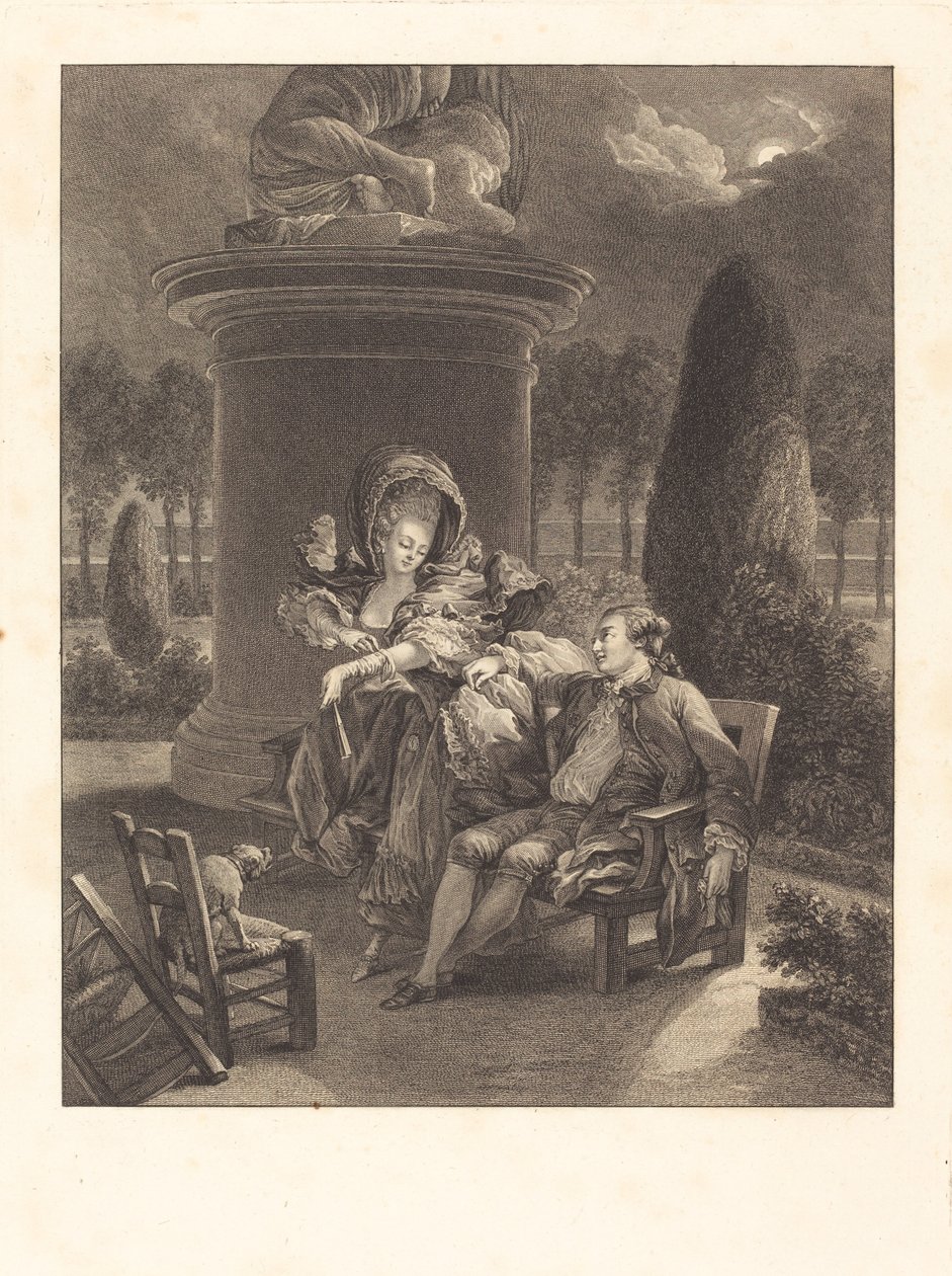 Thuileries večer od Jean Baptiste Blaise Simonet after Pierre Antoine Baudouin