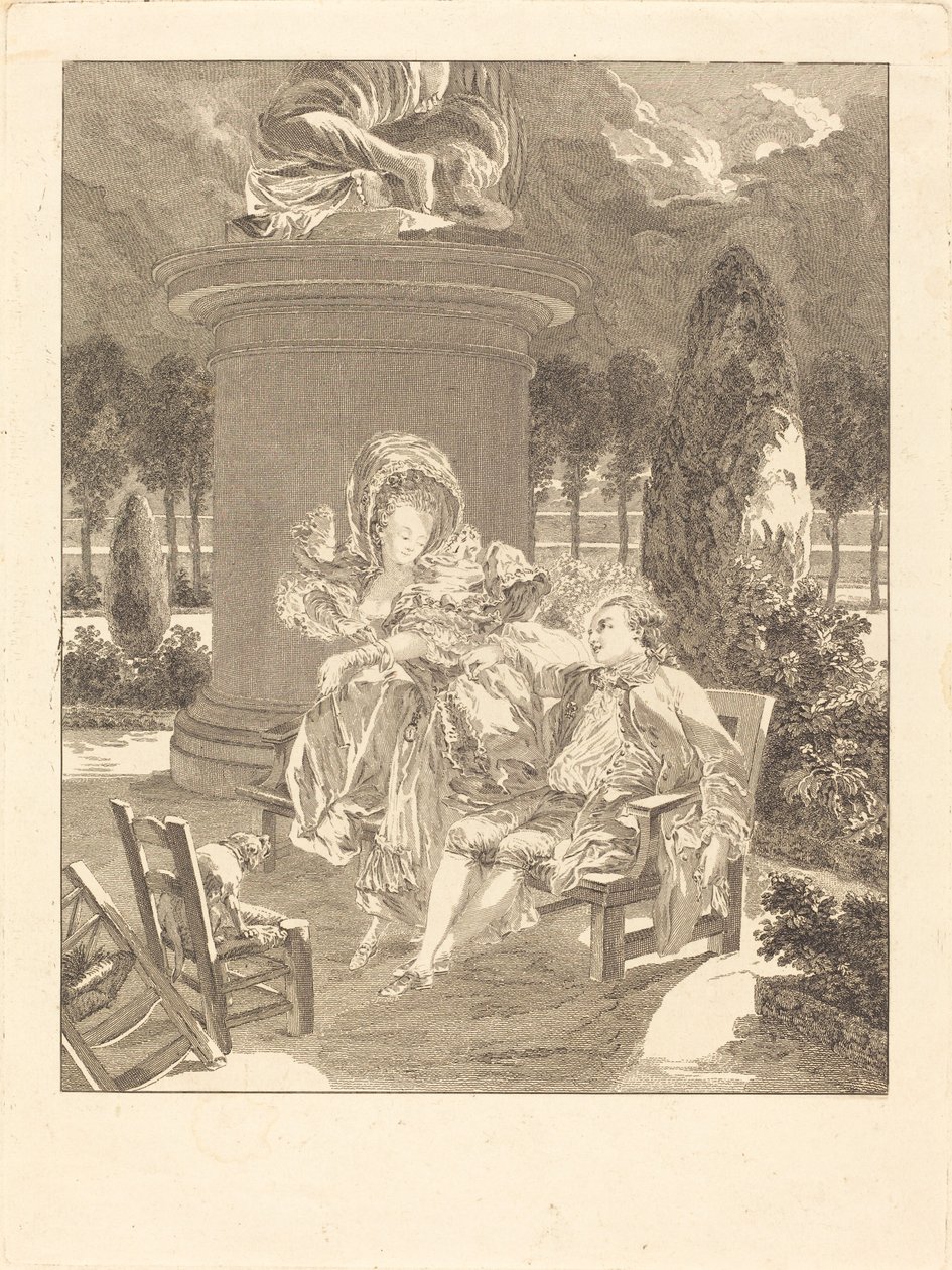 Thuileries večer od Jean Baptiste Blaise Simonet after Pierre Antoine Baudouin
