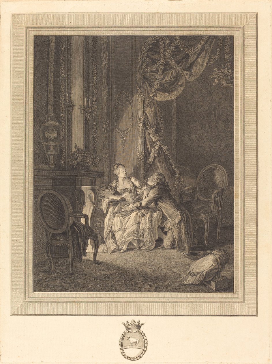 Nebezpečí tete-a-tete od Jean Baptiste Blaise Simonet after Pierre Antoine Baudouin