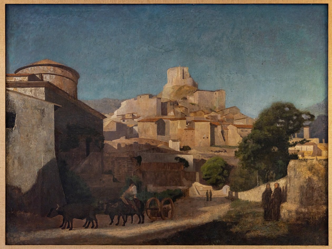 Vesnice v Laziu (olej na plátně) od Jean Baptiste Camille (attr.to) Corot