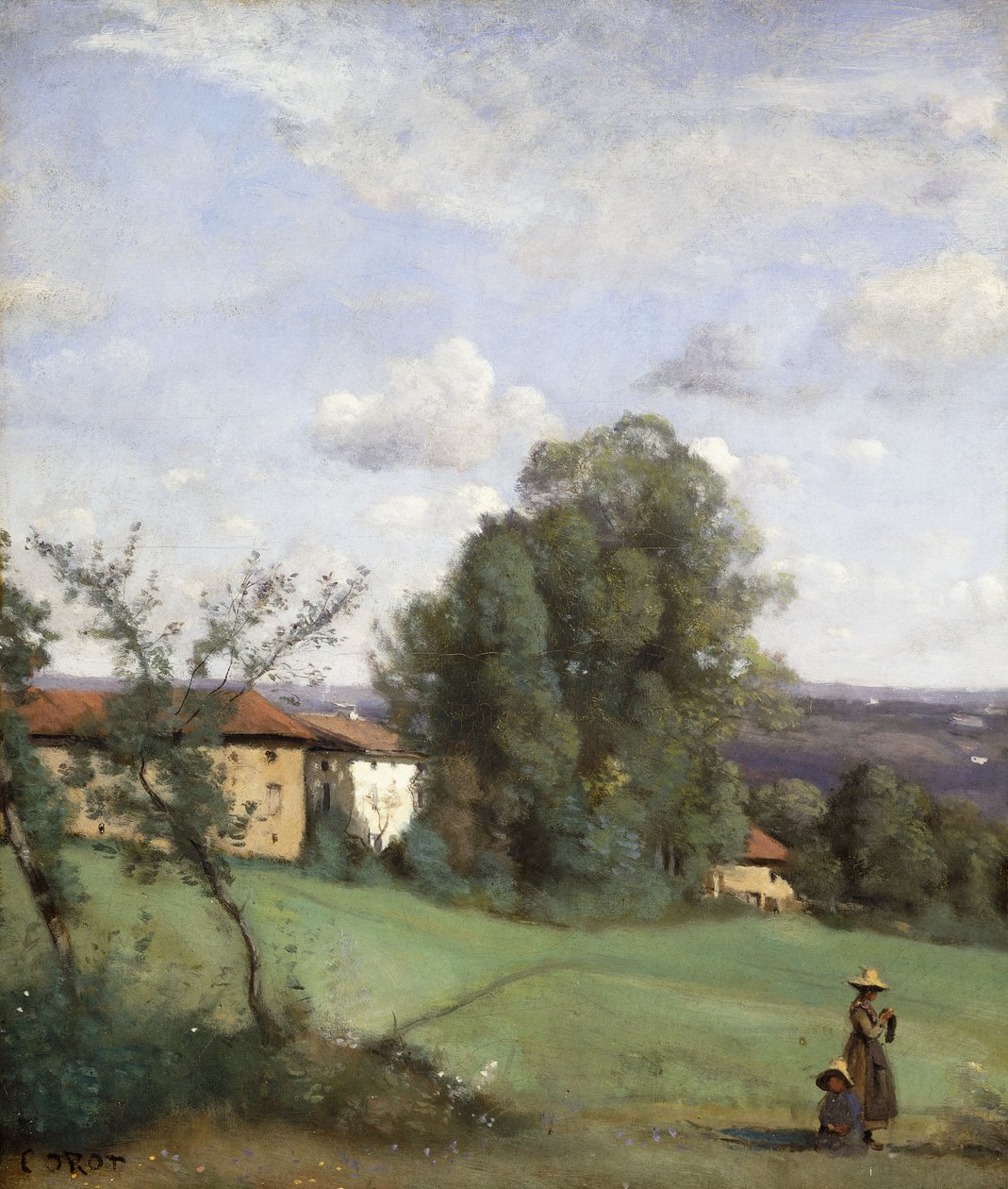 Farma v Dardagny; Farma Dardagny, kolem 1855-57 od Jean Baptiste Camille Corot