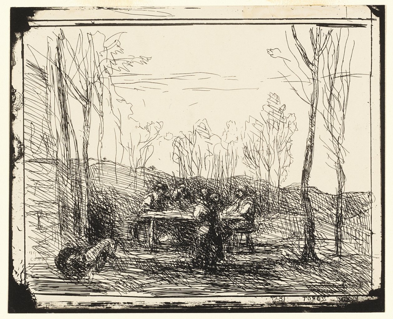 Piknik na mýtině od Jean Baptiste Camille Corot