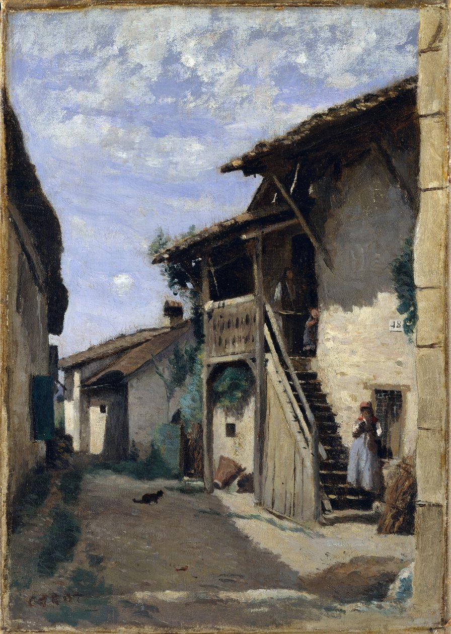 A Village Street: Dardagny, 1852, 1857 nebo 1863. od Jean Baptiste Camille Corot