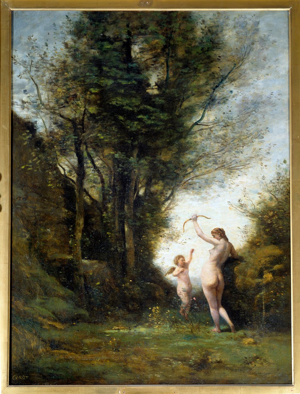 Nymfa hrající si s láskou. Obraz Camille Corot (1796-1875) od Jean Baptiste Camille Corot