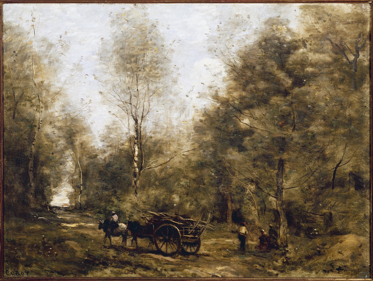 Cesta v lesích Wagnonville (olej na plátně od Jean Baptiste Camille Corot