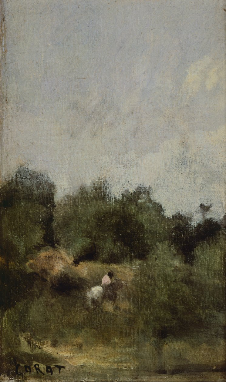 Jezdec na venkově, Jean-Baptiste-Camille Corot (1796-1875). od Jean Baptiste Camille Corot