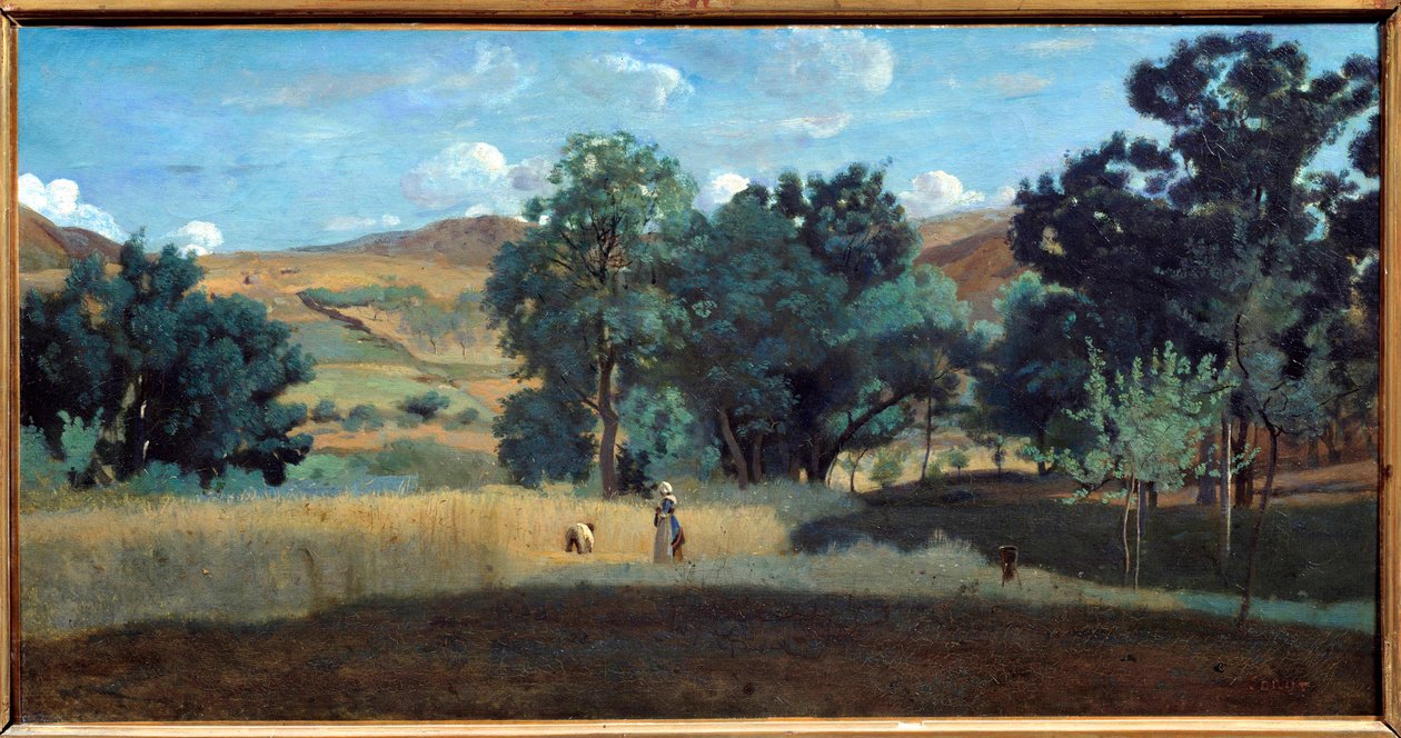 Pšeničné pole v Morvanu v roce 1842 Obraz Camille Corot (1796-1875) 1842 Sun. 0,38x0,75 m Lyon, Musee des Beaux Arts od Jean Baptiste Camille Corot