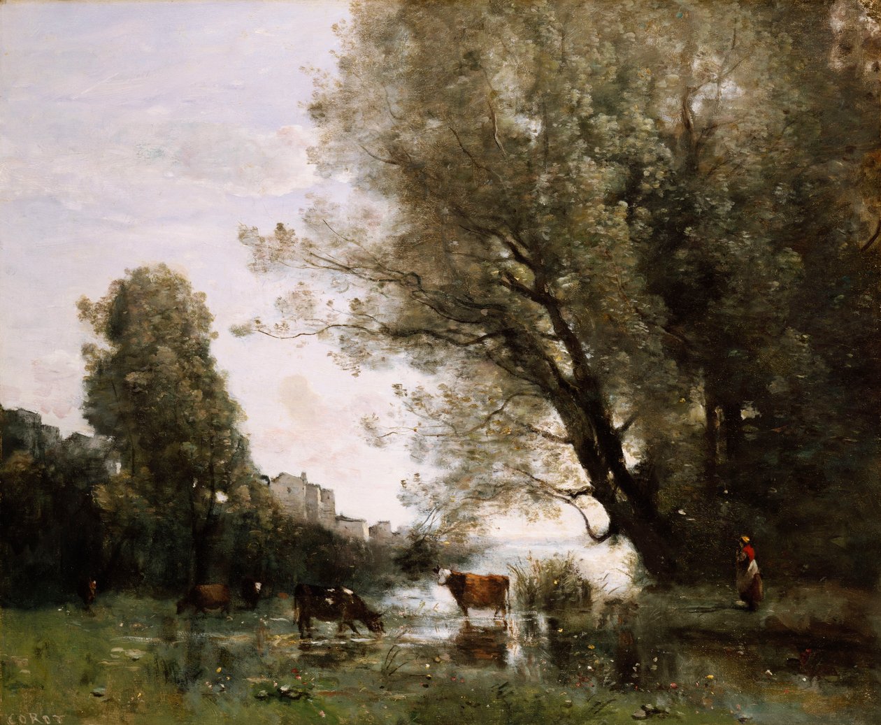 Banks of a Pond v Normandii od Jean Baptiste Camille Corot