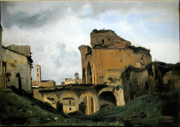 Bazilika Konstantina, kolem 1826-27 (olej na plátně) od Jean Baptiste Camille Corot
