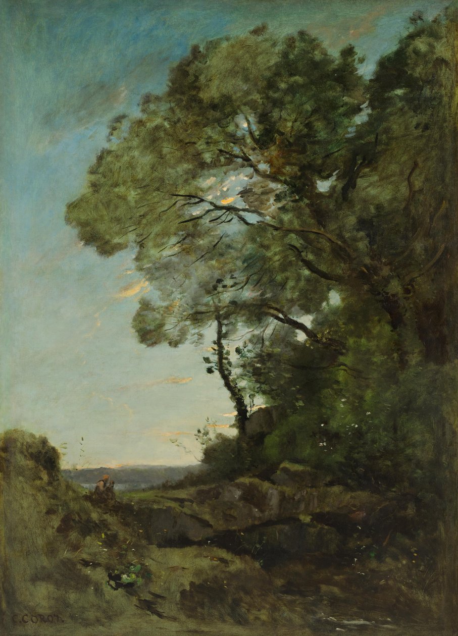 Krajina stromů (večer) od Jean Baptiste Camille Corot