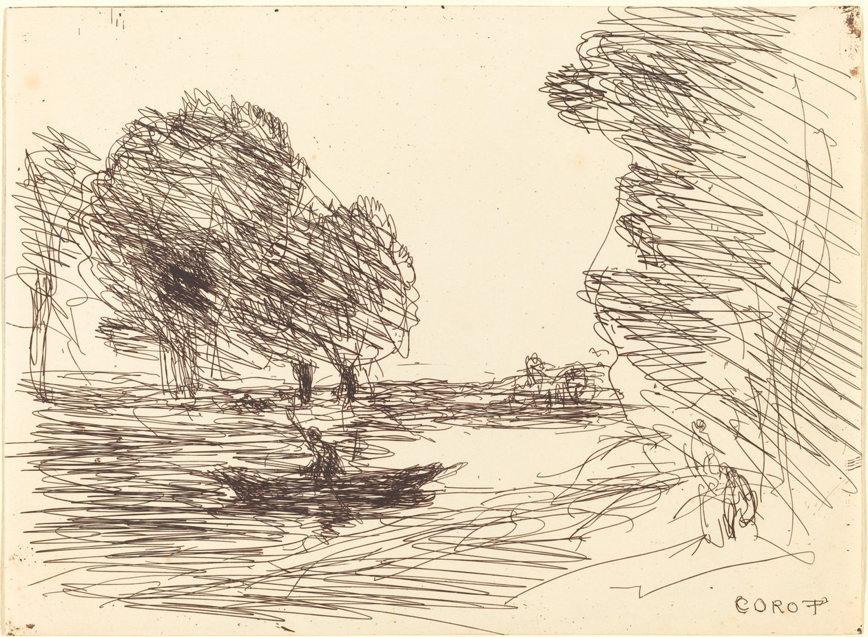 Převozník od Jean Baptiste Camille Corot