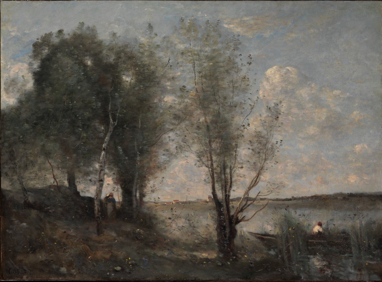 Boatman Among the Reeds, kolem roku 1865 od Jean Baptiste Camille Corot