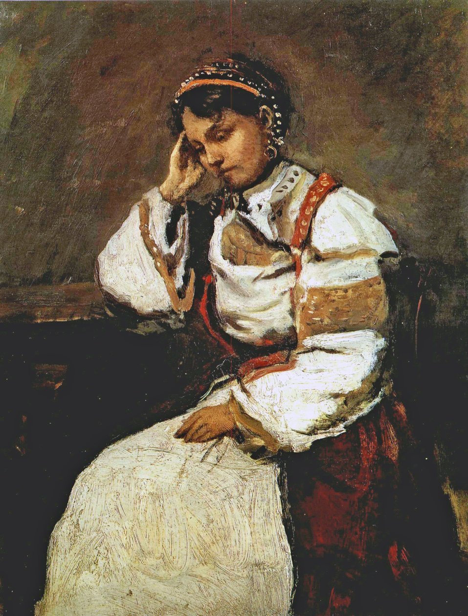 Corot - Snící cikánka, 1865-70 od Jean Baptiste Camille Corot