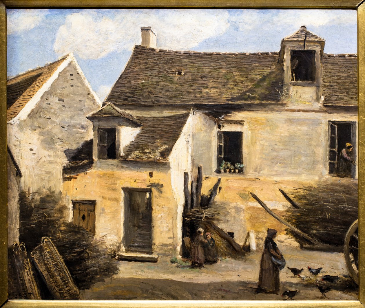 Nádvoří domu nedaleko Paříže od Jean Baptiste Camille Corot