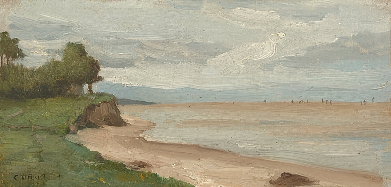 Pláž v Etretatu. Kolem roku 1872 od Jean Baptiste Camille Corot