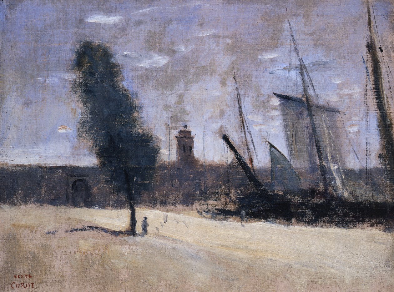Dunkerque, hradby a vjezd do přístavu od Jean Baptiste Camille Corot