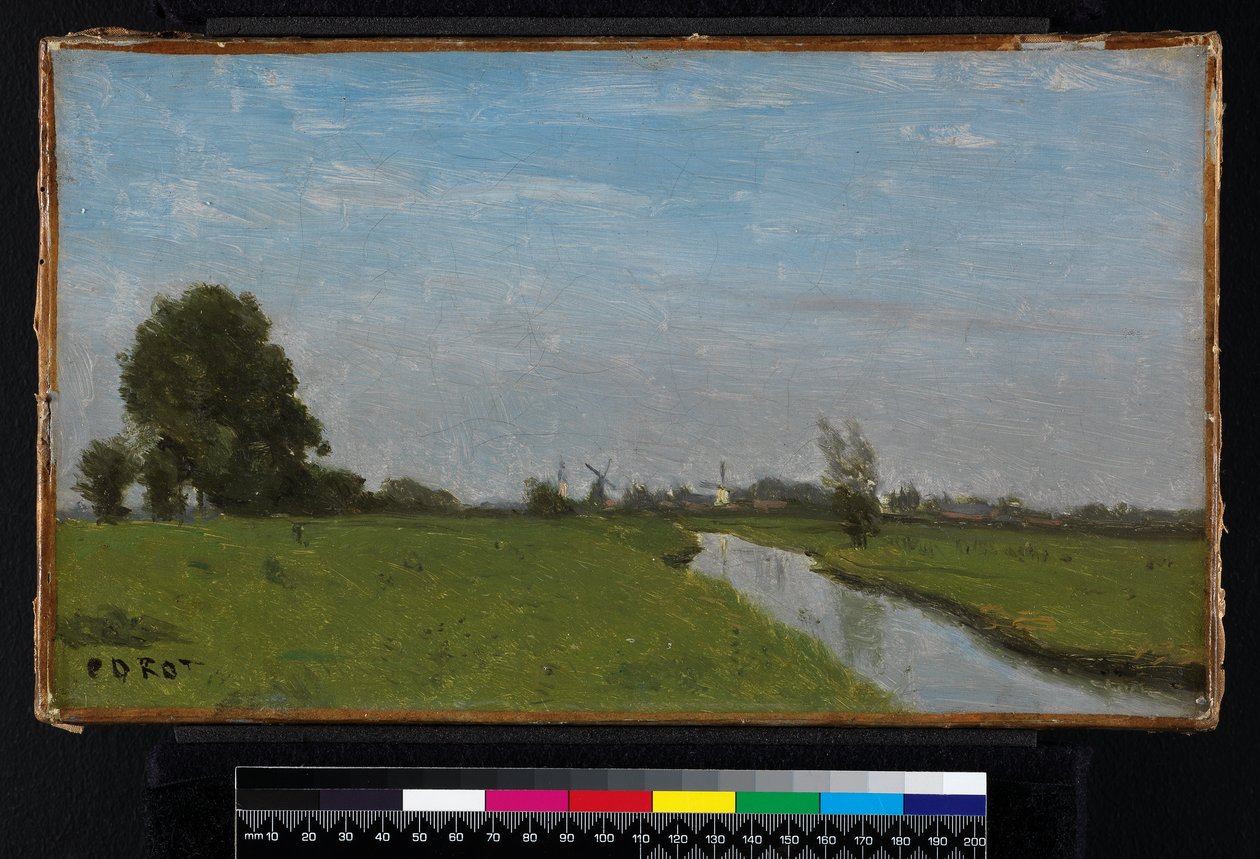 Nizozemská krajina v Holandsku, 1854 od Jean Baptiste Camille Corot