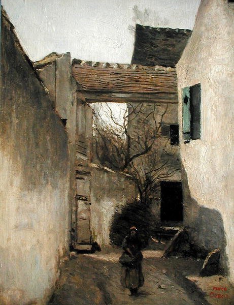 Ecouen, Corner of the Village, cca 1870 (olej na plátně) od Jean Baptiste Camille Corot