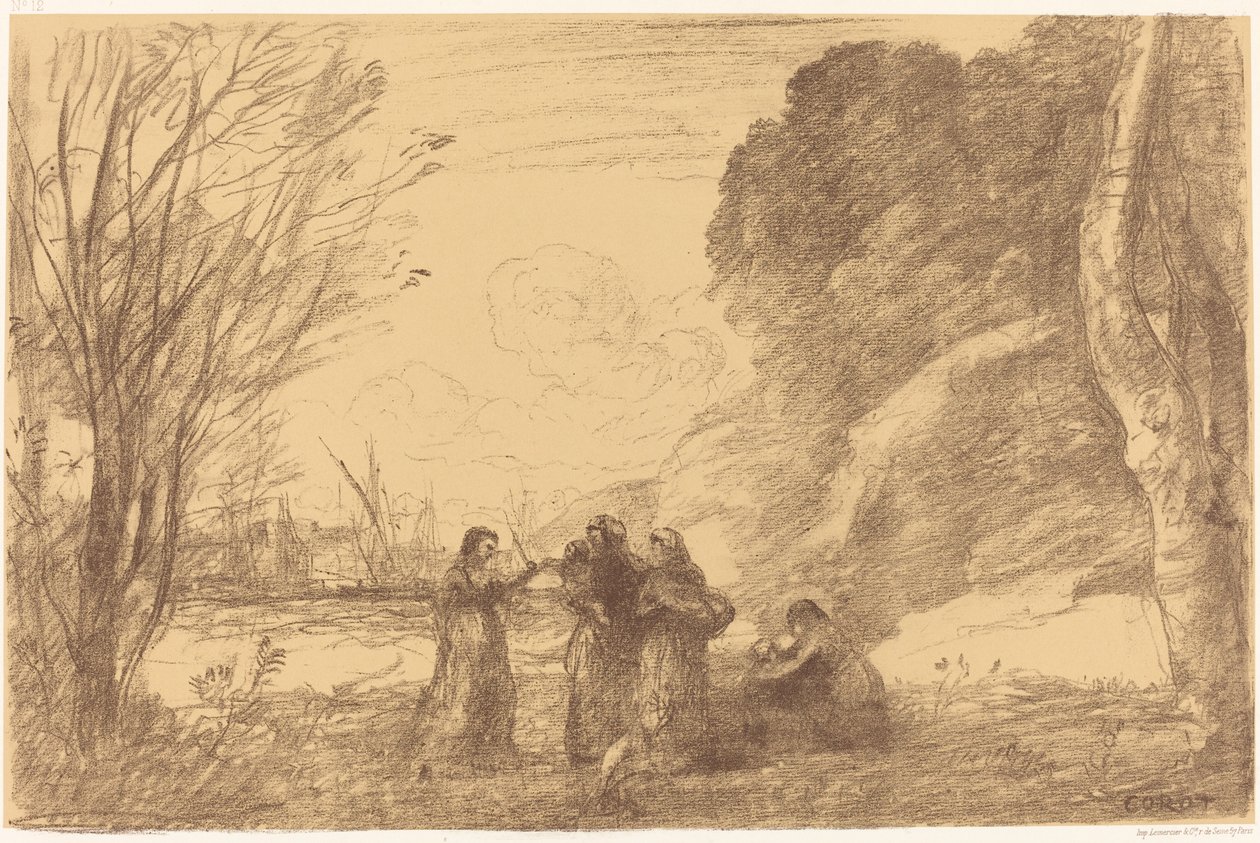 Rodina v Terracině Rodina v Terracině, 1871. od Jean Baptiste Camille Corot