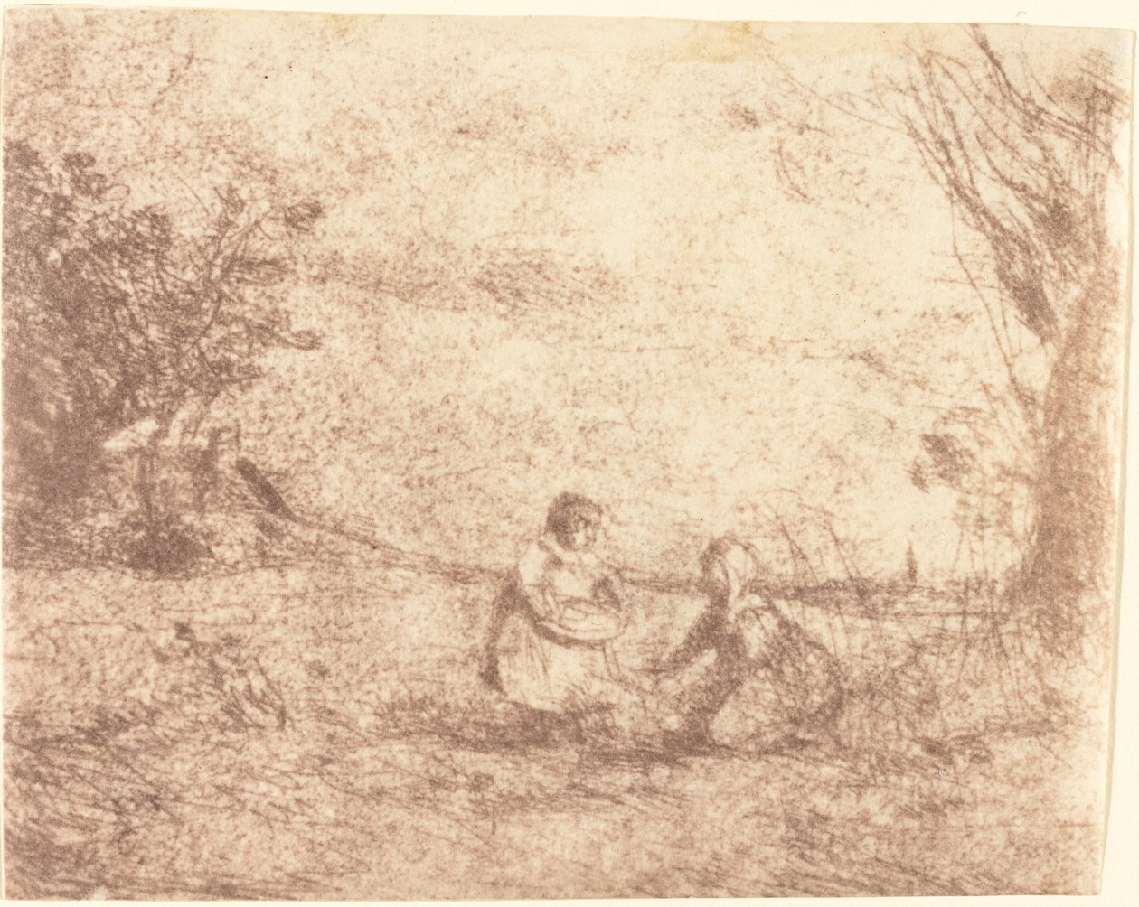 Farm Děti od Jean Baptiste Camille Corot