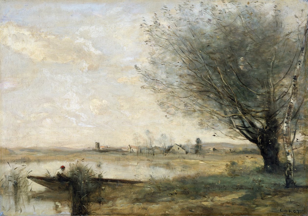 „Rybář kotvící u banky“, 1865-70. od Jean Baptiste Camille Corot
