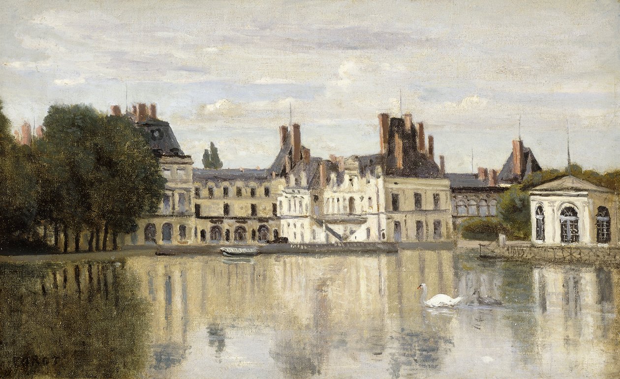Fontainebleau - Pohled na zámek a jezero; Fontainebleau - Zámek při pohledu z Piece d
